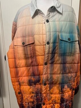 Men's Ombre Forest-Print Quilted Jacket - Multicolor Sunset